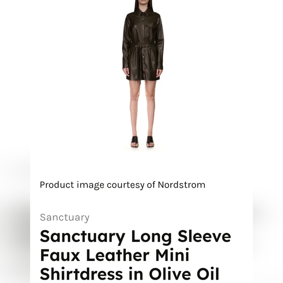 Olive Green Sanctuary Tie Shirt Dress size L - Picture 7 of 10